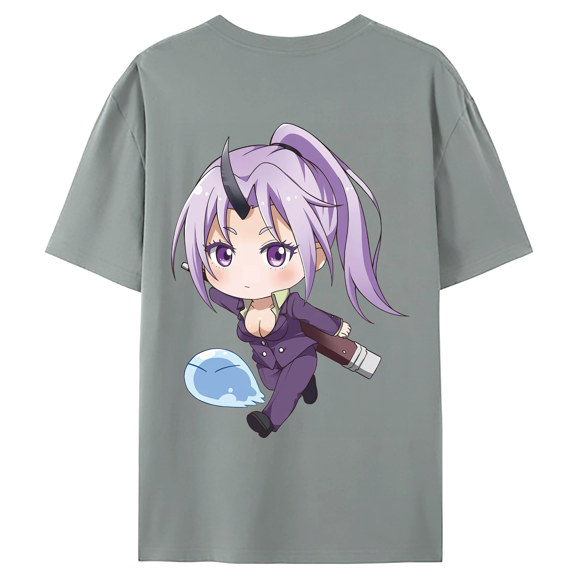 （画像用） 転スラ Regarding Reincarnated to Slime 綿100％ メンズ半袖Tシャツ（バックプリント） 通気性